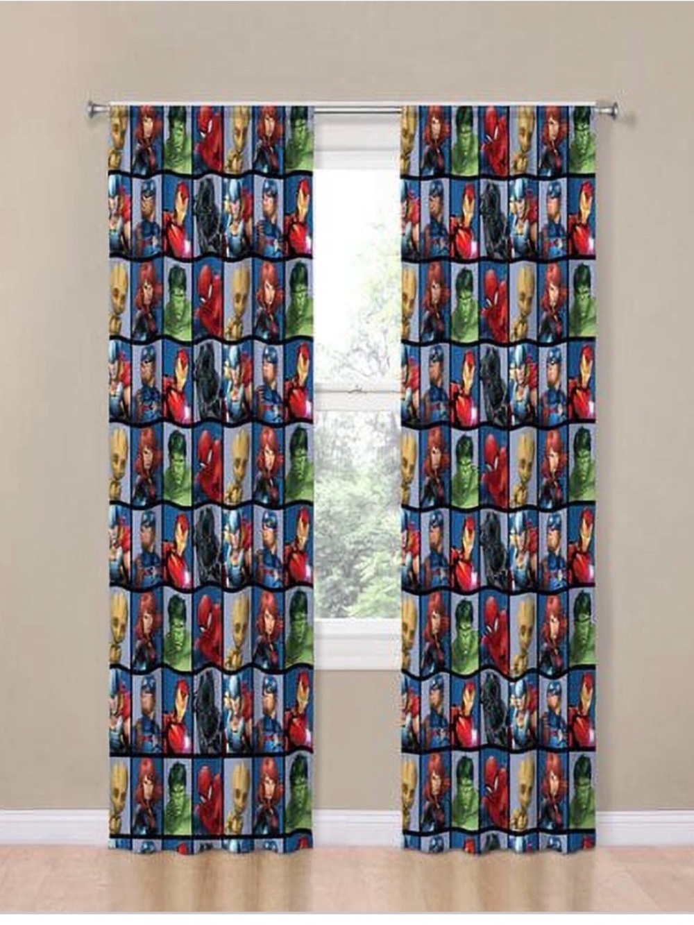 Marvel Avengers Team 2 Panels Drapes Set - 63 inch Long - Superhero
